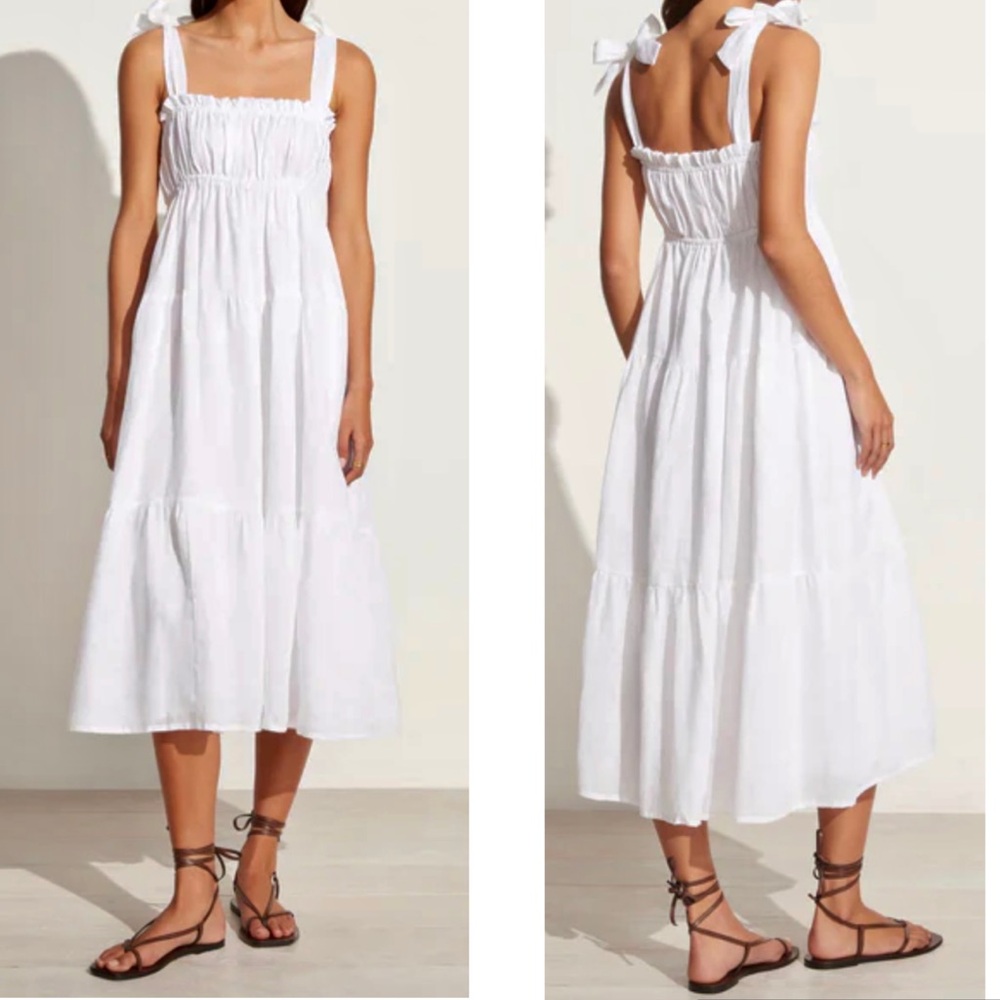 New Faithfull The Brand Linen Midi Dress - Picture 2 of 15